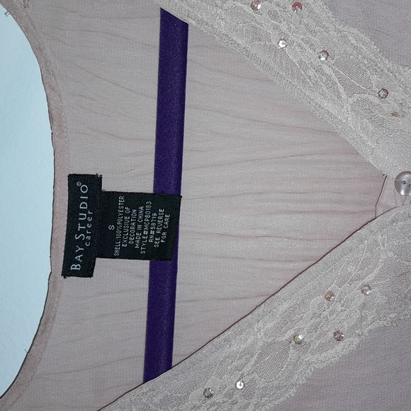 Rose pink embellished long sleeve gauze top. Size small. - Picture 4 of 4
